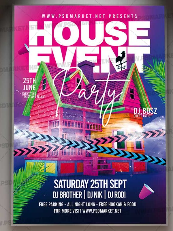 Download House Party Card Printable Template 1