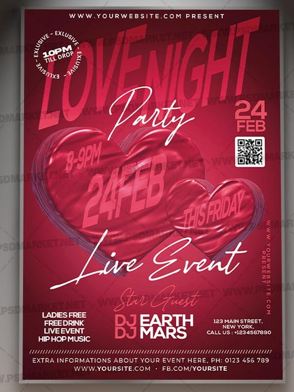 Download Love Night Party Event Card Printable Template 1