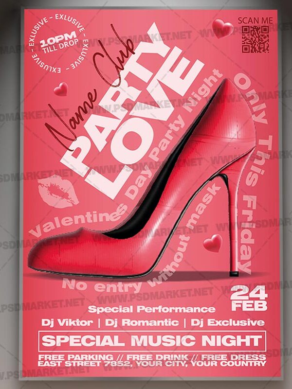 Download Love Party Music Card Printable Template 1