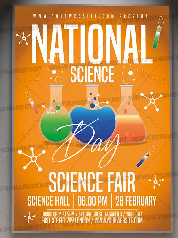 Download National Science Day Card Printable Template 1