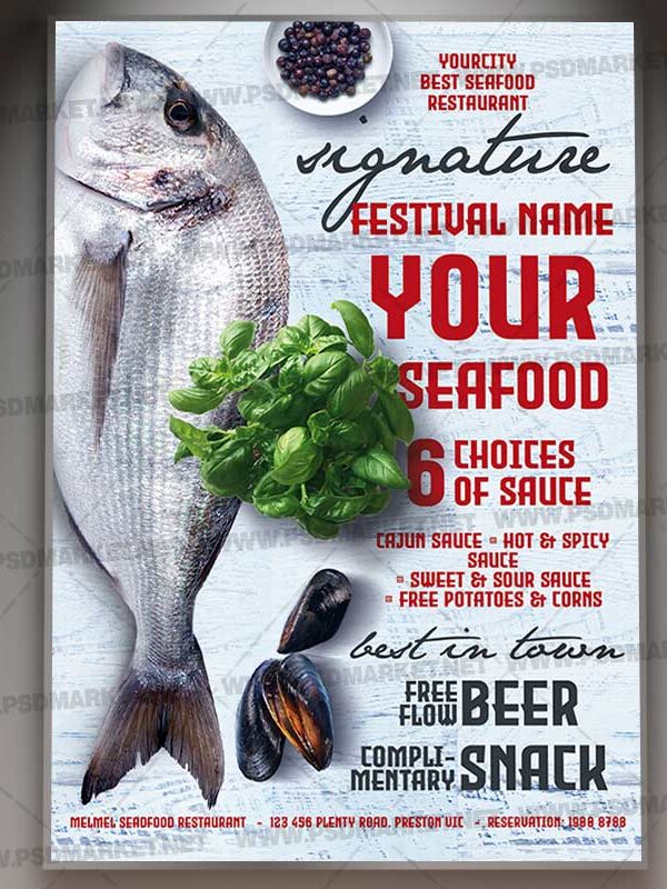 Download Seafood Card Printable Template 1