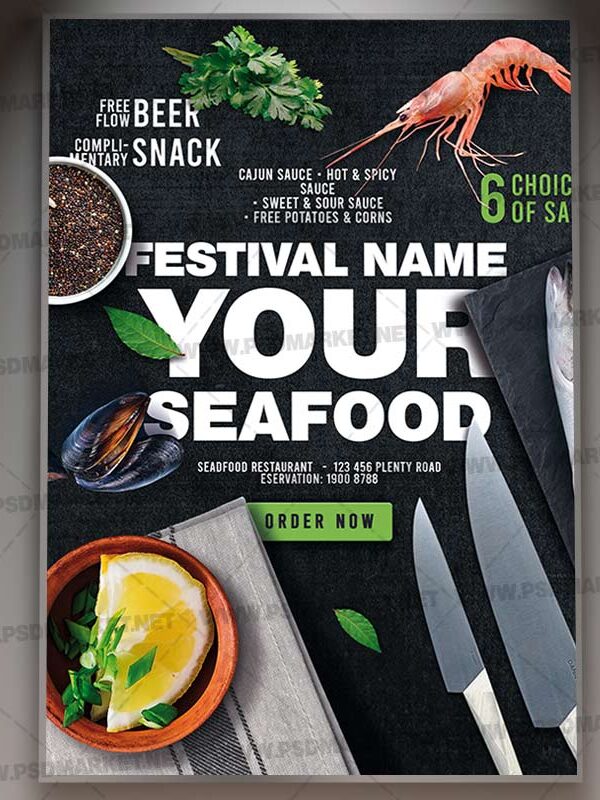 Download Seafood Restaurant Card Printable Template 1