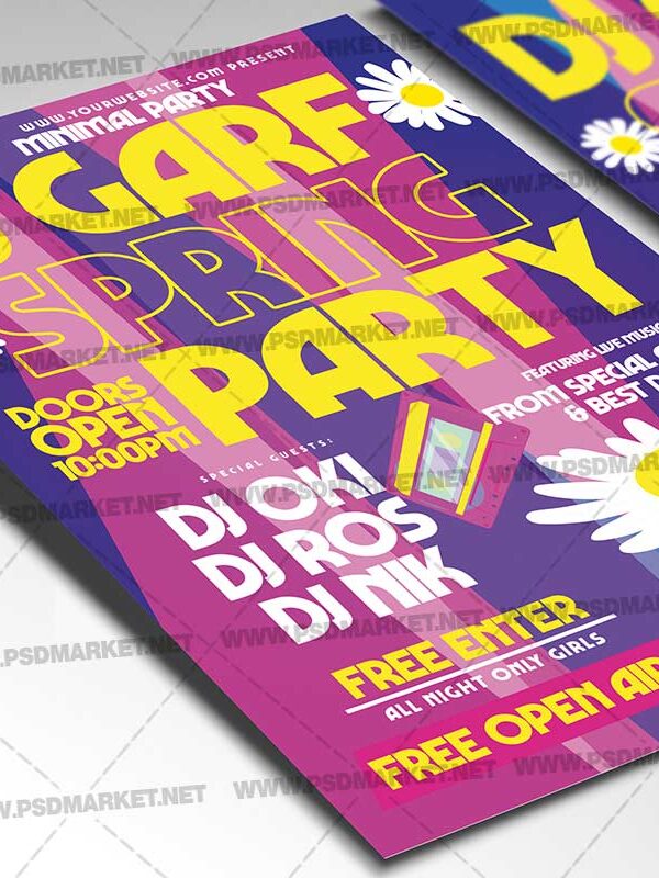 Download Spring Dj Club Party Card Printable Template 2