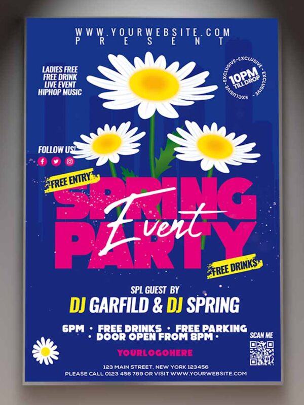Download Spring Party Card Printable Template 1