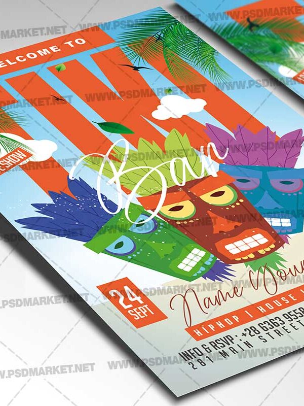 Download Tiki Bar Event Card Printable Template 2