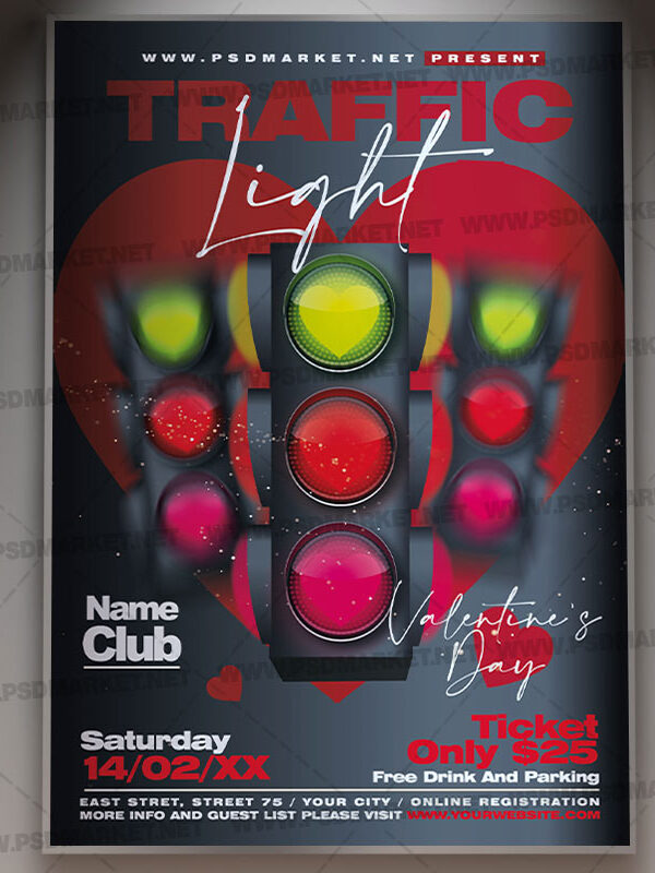 Download Traffic Light Valentines Day Card Printable Template 1