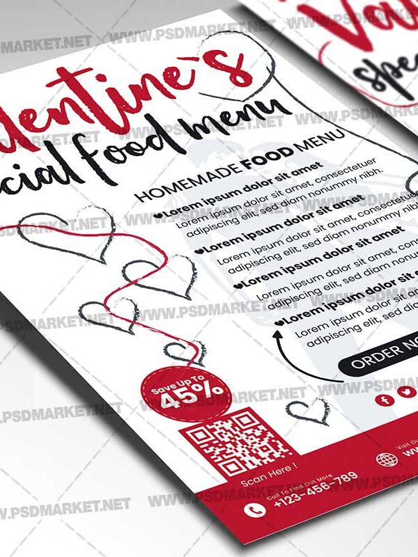 Download Valentines Day Menu Card Printable Template 2