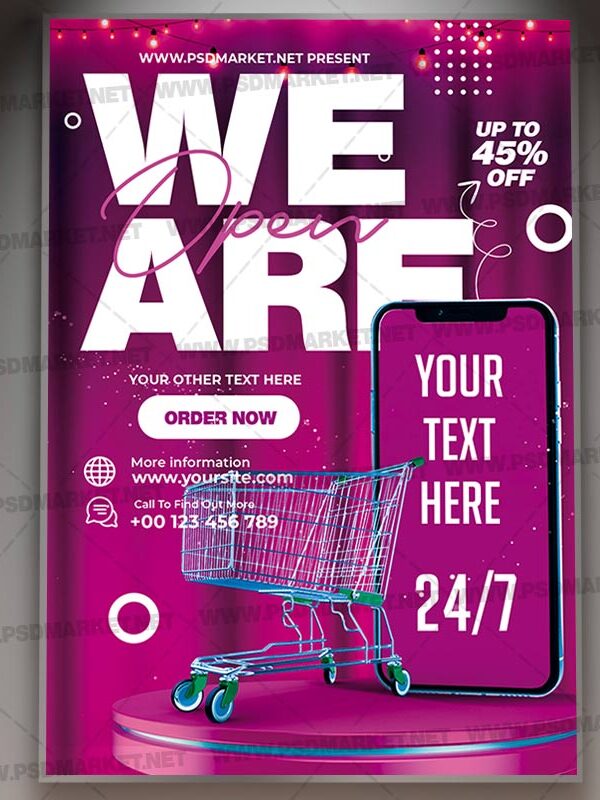 Download We Are Open Card Printable Template 1