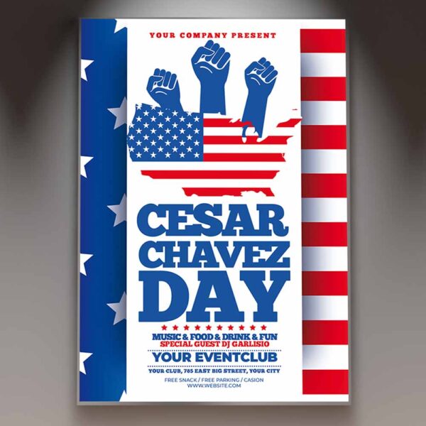 Celebrate Cesar Chavez Day Card Printable Template PSDmarket