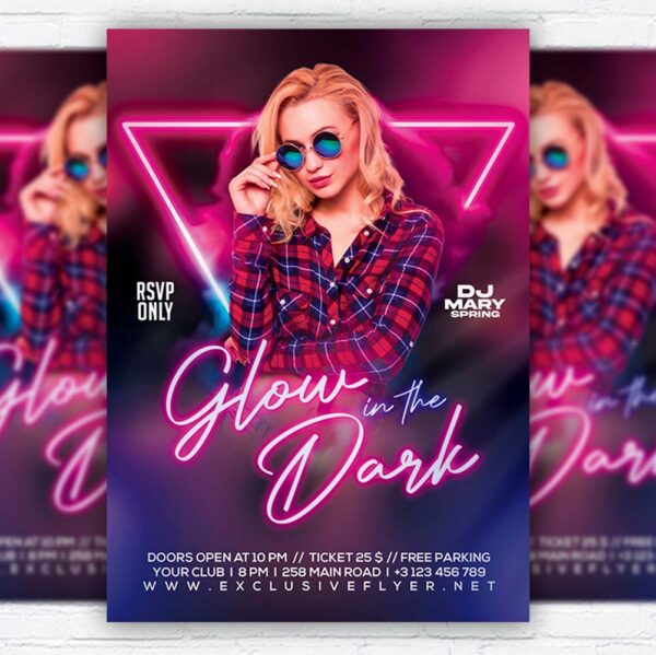 Download Glow In The Dark - Flyer PSD Template | ExclusiveFlyer