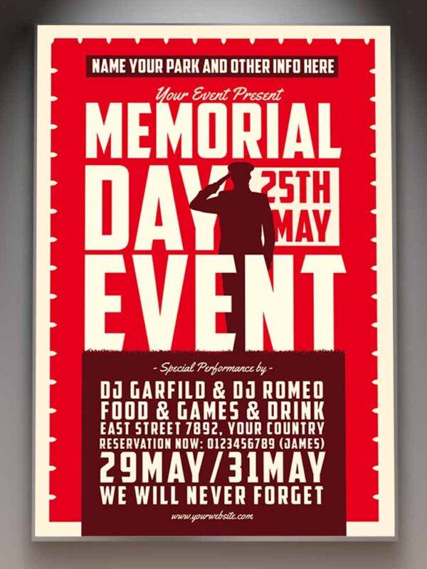 Download Memorial Day Event Card Printable Template 1