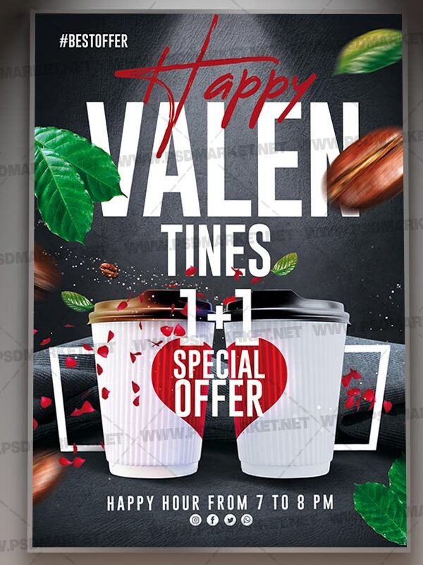 Download Valentines Coffee Card Printable Template 1