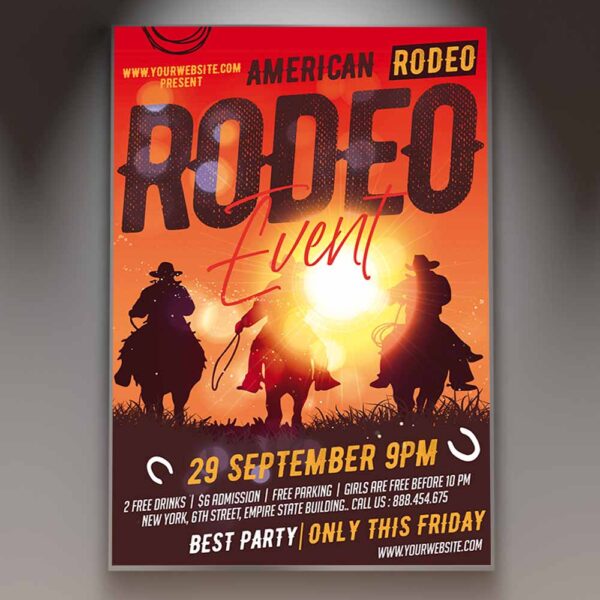 American Rodeo Card Printable Template Flyer | PSDmarket