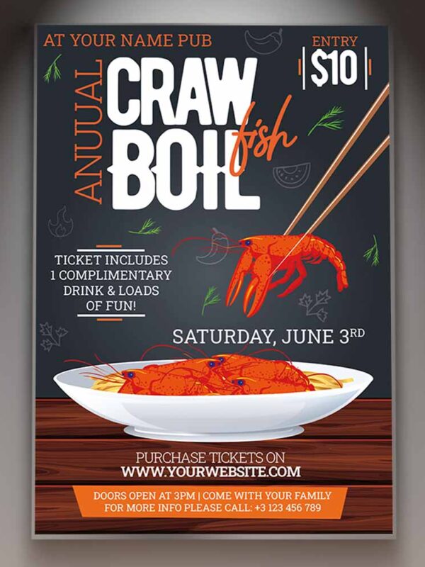 Download Crawfish Boil Invitation Card Printable Template 1