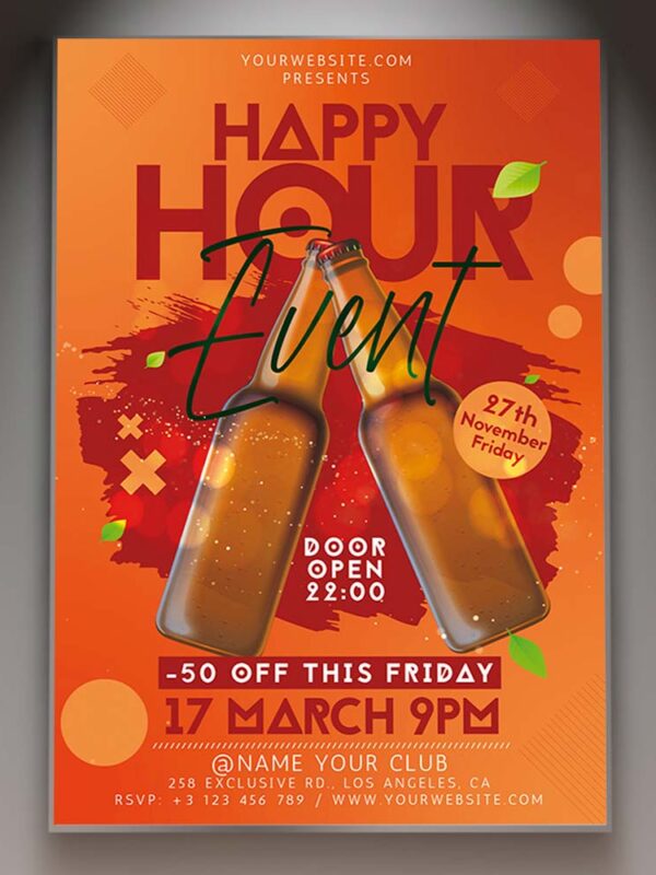 Download Happy Hour Event Card Printable Template 1