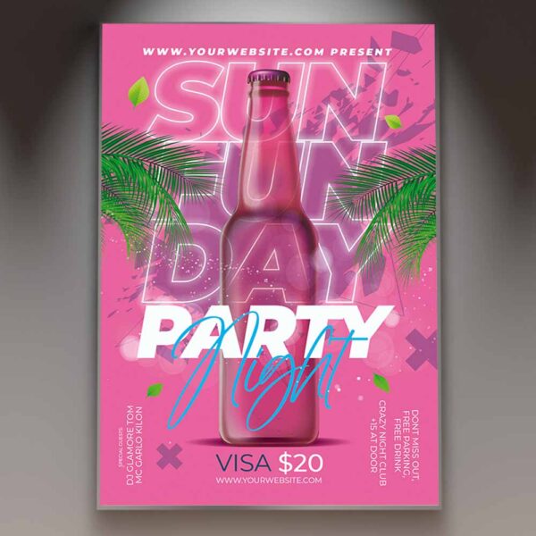 Download Sunday Funday Party Card Printable Template 1