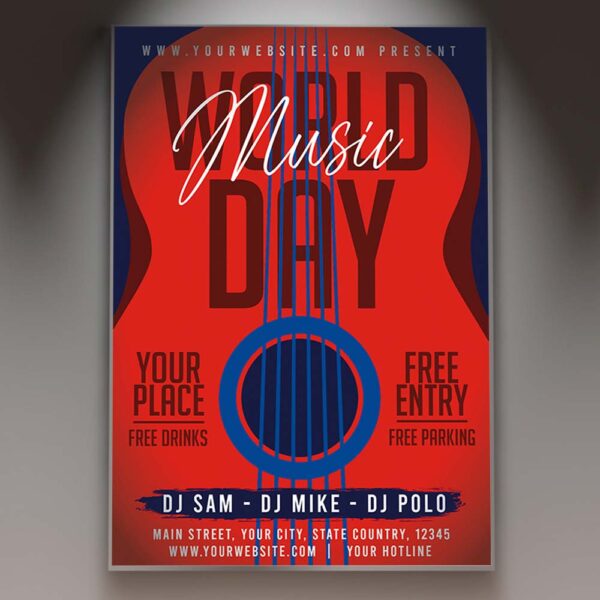 Download World Music Day Card Printable Template 1