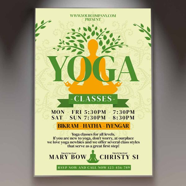 Download Yoga Classes Card Printable Template 1