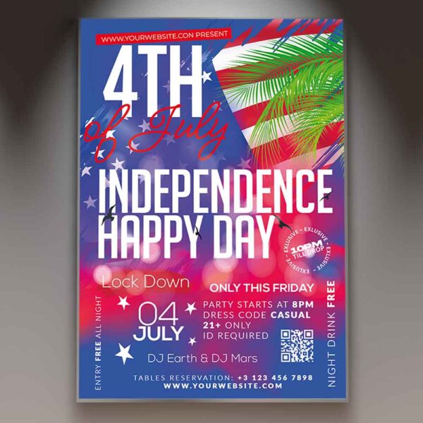 4th Independence Day Card Printable Template Flyer | PSDmarket