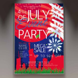 Download 4th of July Party Card Printable Template 1