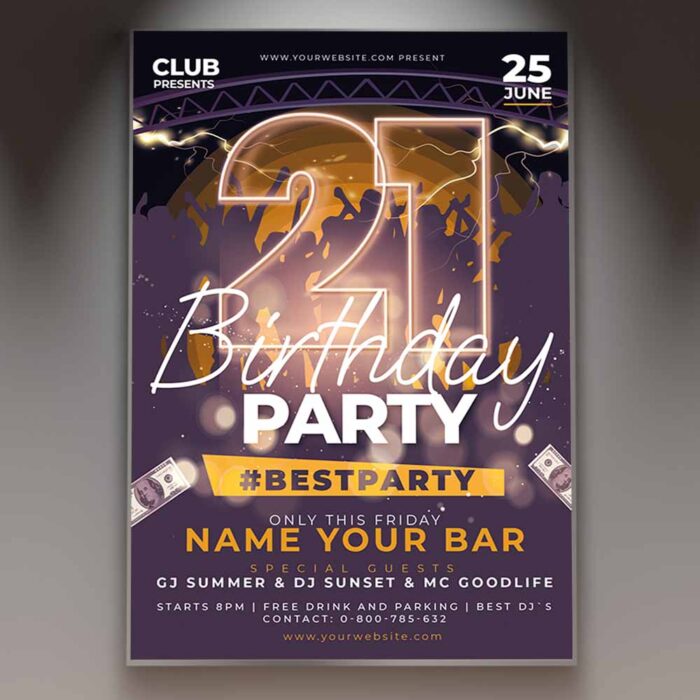 Download Birthday Party Card Printable PSD Template 1