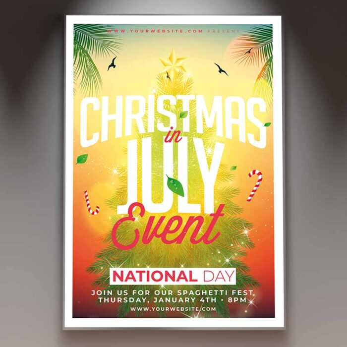 Download Christmas in July Event Card Printable Template 1