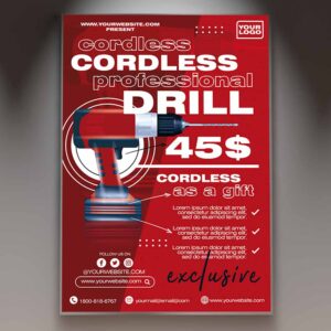 Download Cordless Drill Card Printable PSD Template 1