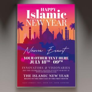 Download Happy Islamic New Year Card Printable PSD Template 1