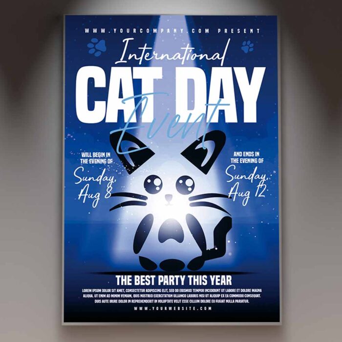 Download International Cat Day Event Card Printable PSD Template 1