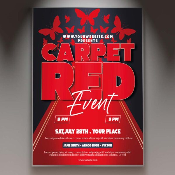 Red Carpet Card Printable PSD Template Flyer | PSDmarket