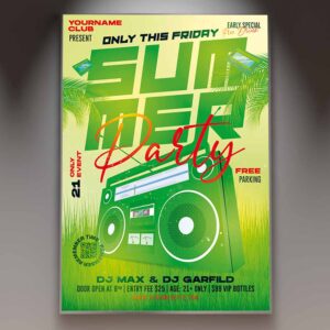 Download Summer Party Card Printable Template 1