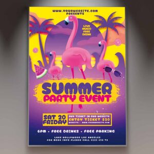 Download Summer Party Event Card Printable Template 1