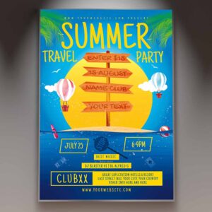Download Summer Travel Party Card Printable Template 1