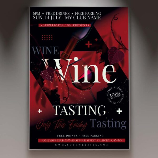 Wine Tasting Card Printable Template Flyer PSD | PSDmarket