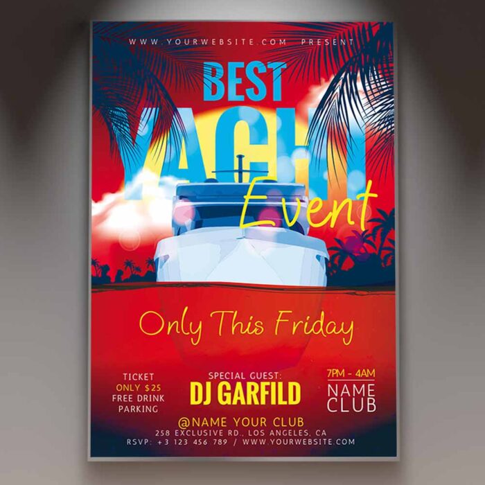 Download Yacht Party Card Printable PSD Template 1