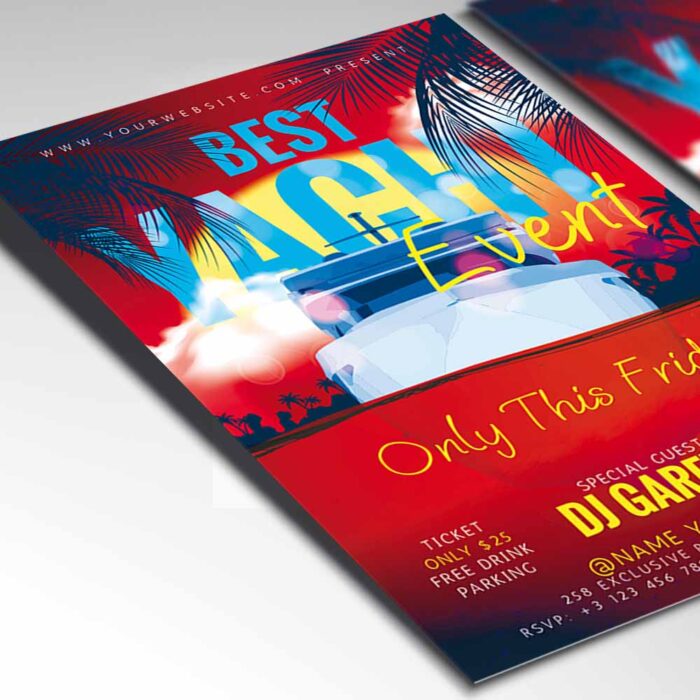 Download Yacht Party Card Printable PSD Template 2