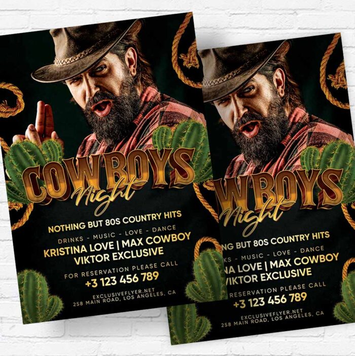 Download Cowboys Night - Flyer PSD Template | ExclusiveFlyer