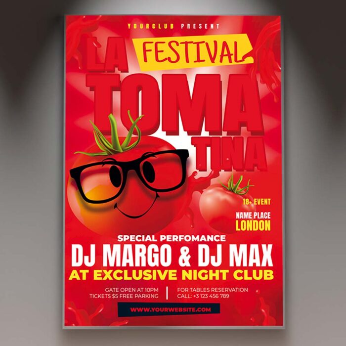 Download La Tomatina Festival Card Printable PSD Template 1