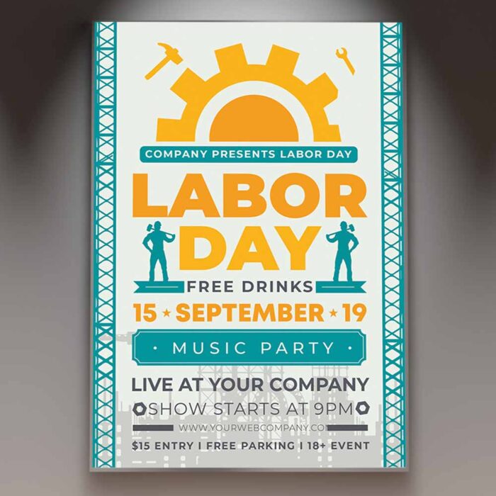 Download Labor Day in USA Card Printable PSD Template 1