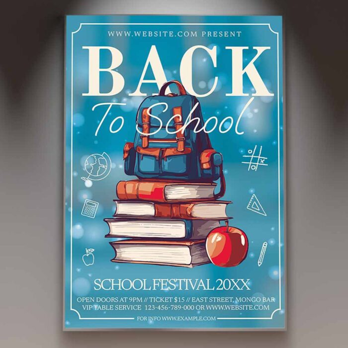 Download Back 2 School Card Printable PSD Template 1