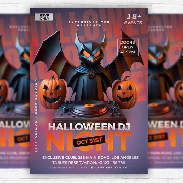 Dowanlod Dj Halloween Night - Flyer PSD Template | ExclusiveFlye