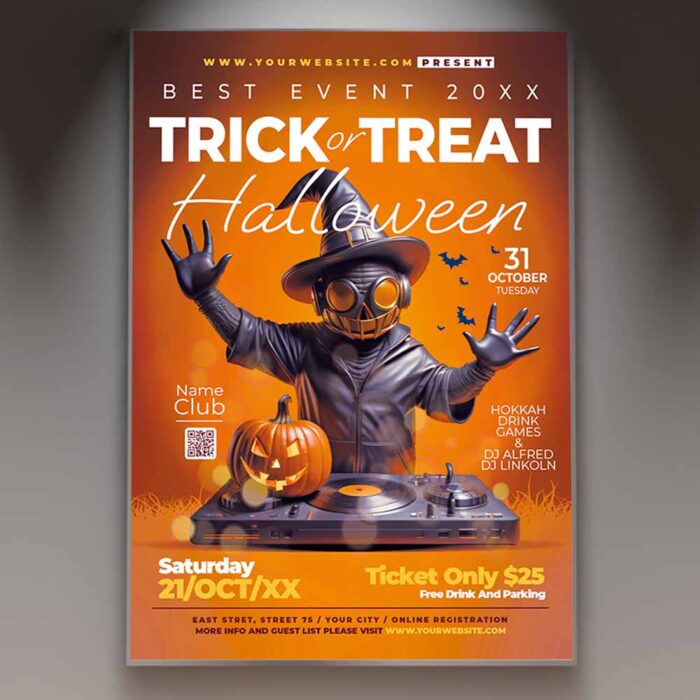 Download Halloween Scary Event Card Printable PSD Template 1