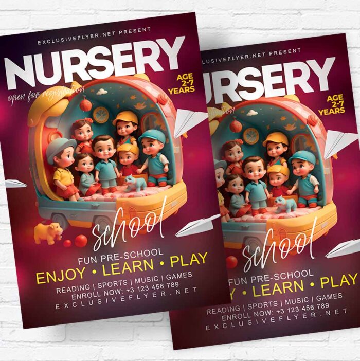 Download Nursery School - Flyer PSD Template | ExclusiveFlye