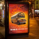 Download School Bus Party Card Printable PSD Template 3