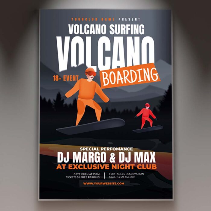 Download Volcano Boarding Card Printable PSD Template 1