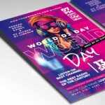 Download World DJ Day Card Printable PSD Template 2