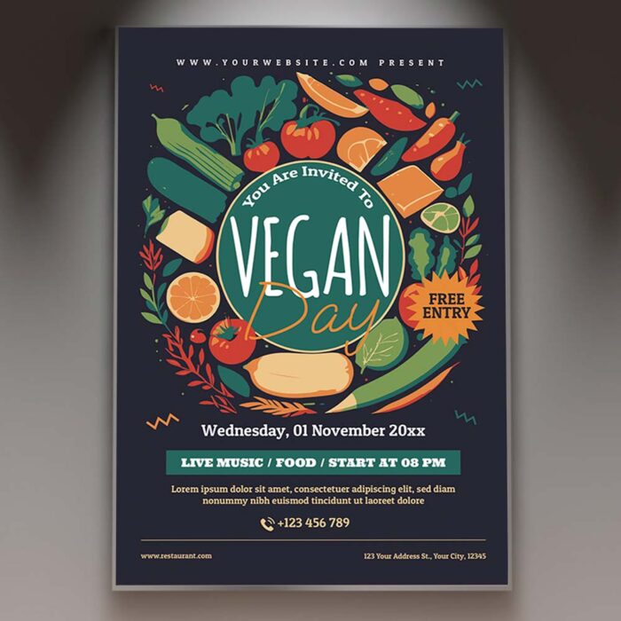 Download Vegan Day Card Printable PSD Template 1