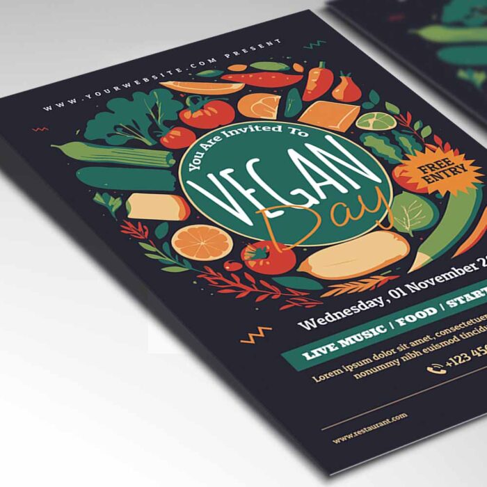 Download Vegan Day Card Printable PSD Template 2
