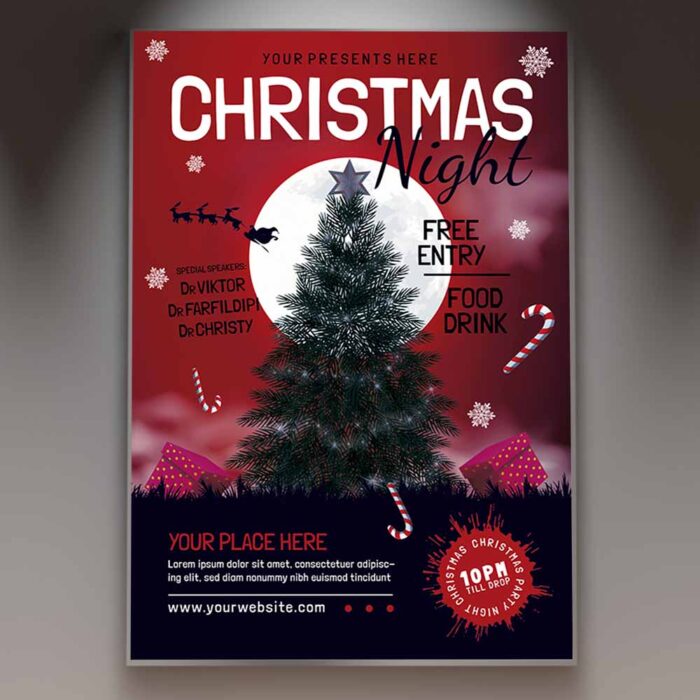 Download Christmas Night Card Printable PSD Template 1