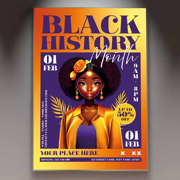 Download Black History Month in February Card Printable PSD Template 1